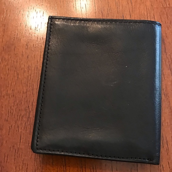 New FOSSIL Wallet Front Pocket Billfold Black Leather card slim small travel - Picture 2 of 8